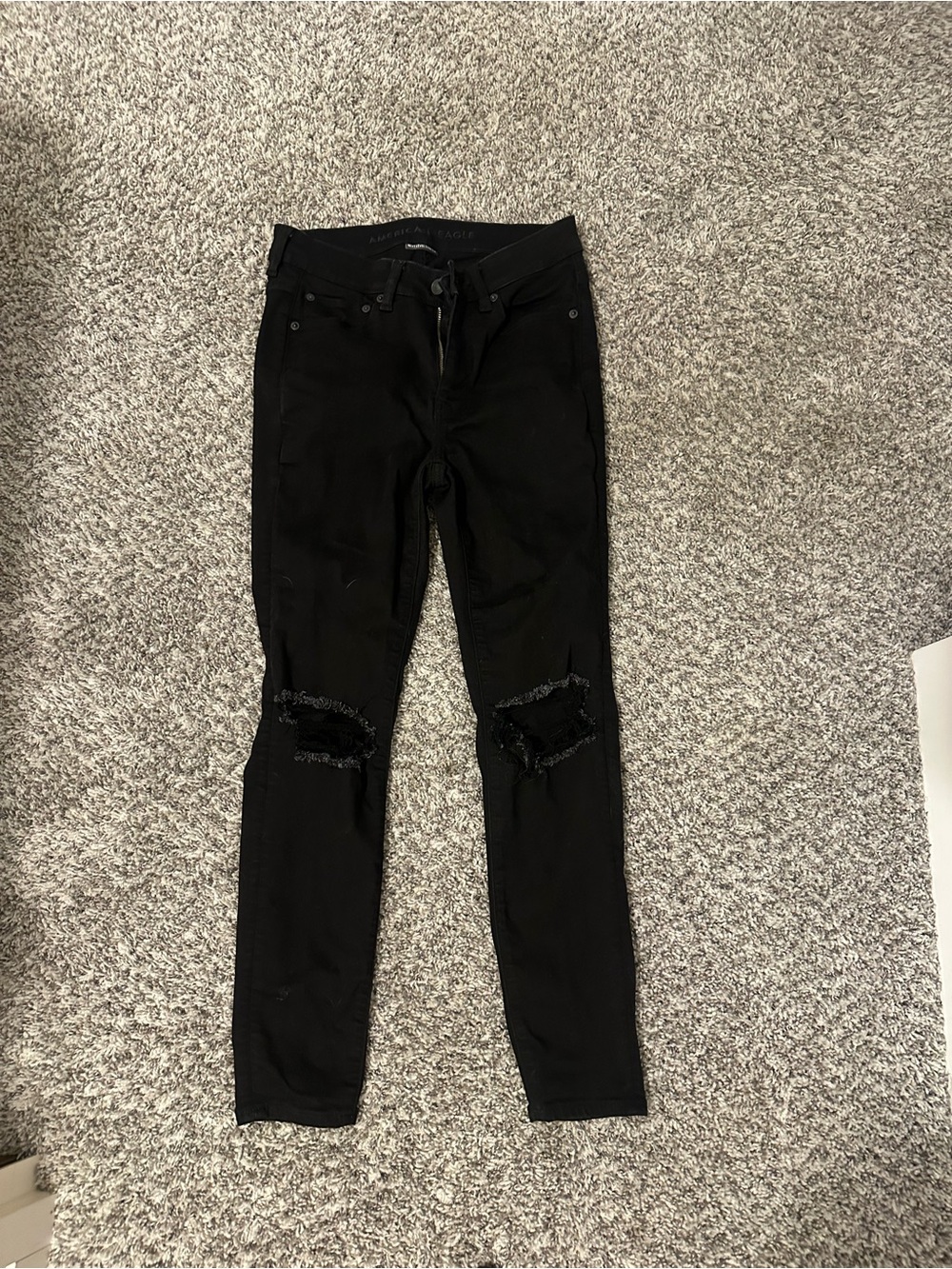 American Eagle Outfitters Black Ripped Skinny Jeans